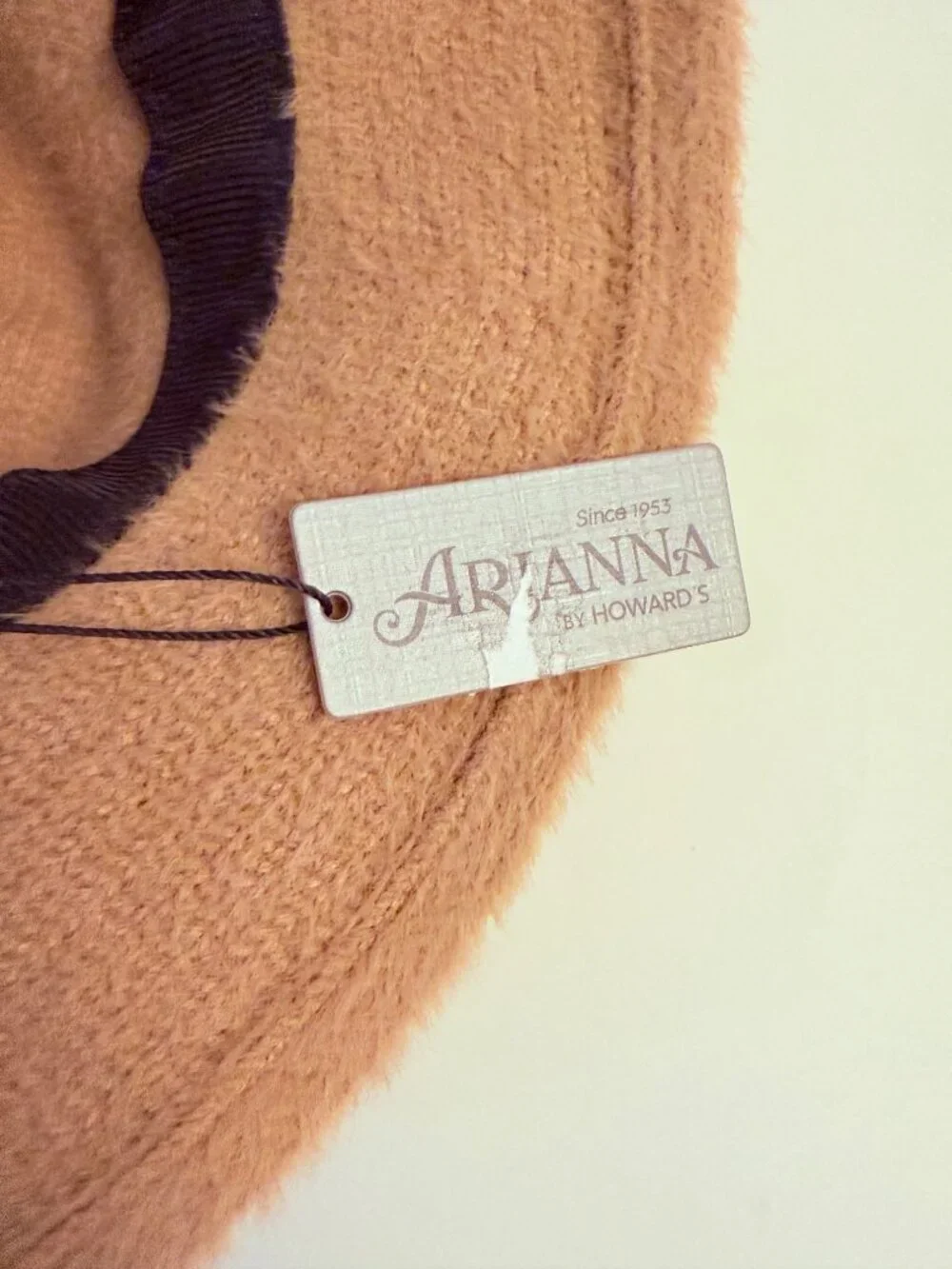 Arianna By Howards Fuzzy Cloche Hat Camel Brown Bow Winter Fall Cozy Boutique